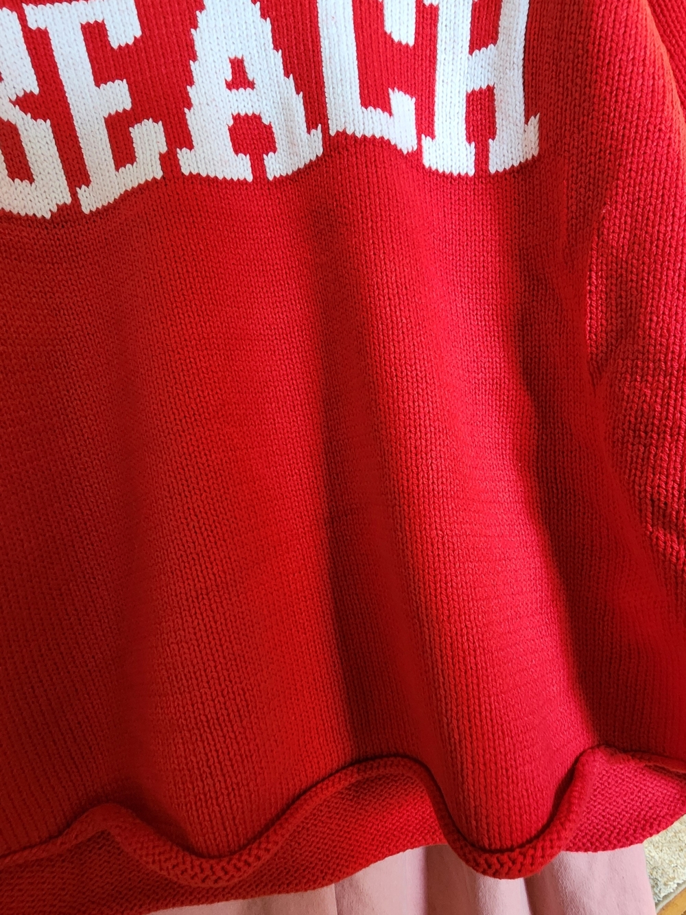 NEW Zenana Outfitters Red V-Neck 'BEACH' Sweater. - Picture 7 of 15